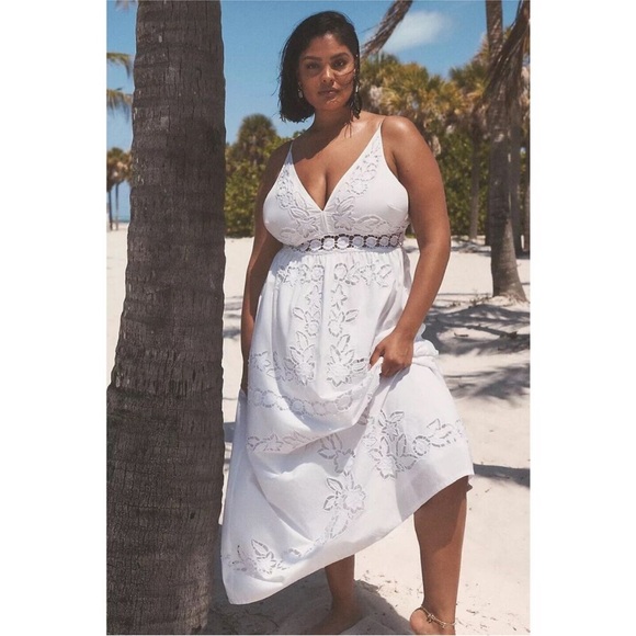 Anthropologie Vineet Bahl Sleeveless V-Neck Floral Cutwork Midi Dress - Picture 4 of 12